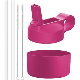 The Mass Straw Lid And Boot For Flask Wide Mouth And Other Brand Insulated Water Bottle (Fit Wide Mouth 32/40oz, Carnation) (Option: default)